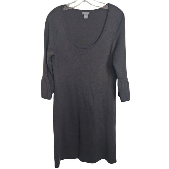 Ann Taylor Knit Boat Neck Bell Sleeve Sweater Dress, Brown, Large - Picture 1 of 6